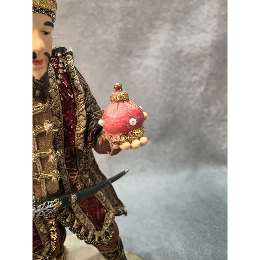 Member's Mark Wise Man Nativity Figurine Burgundy Gold Fabric 13 inch King